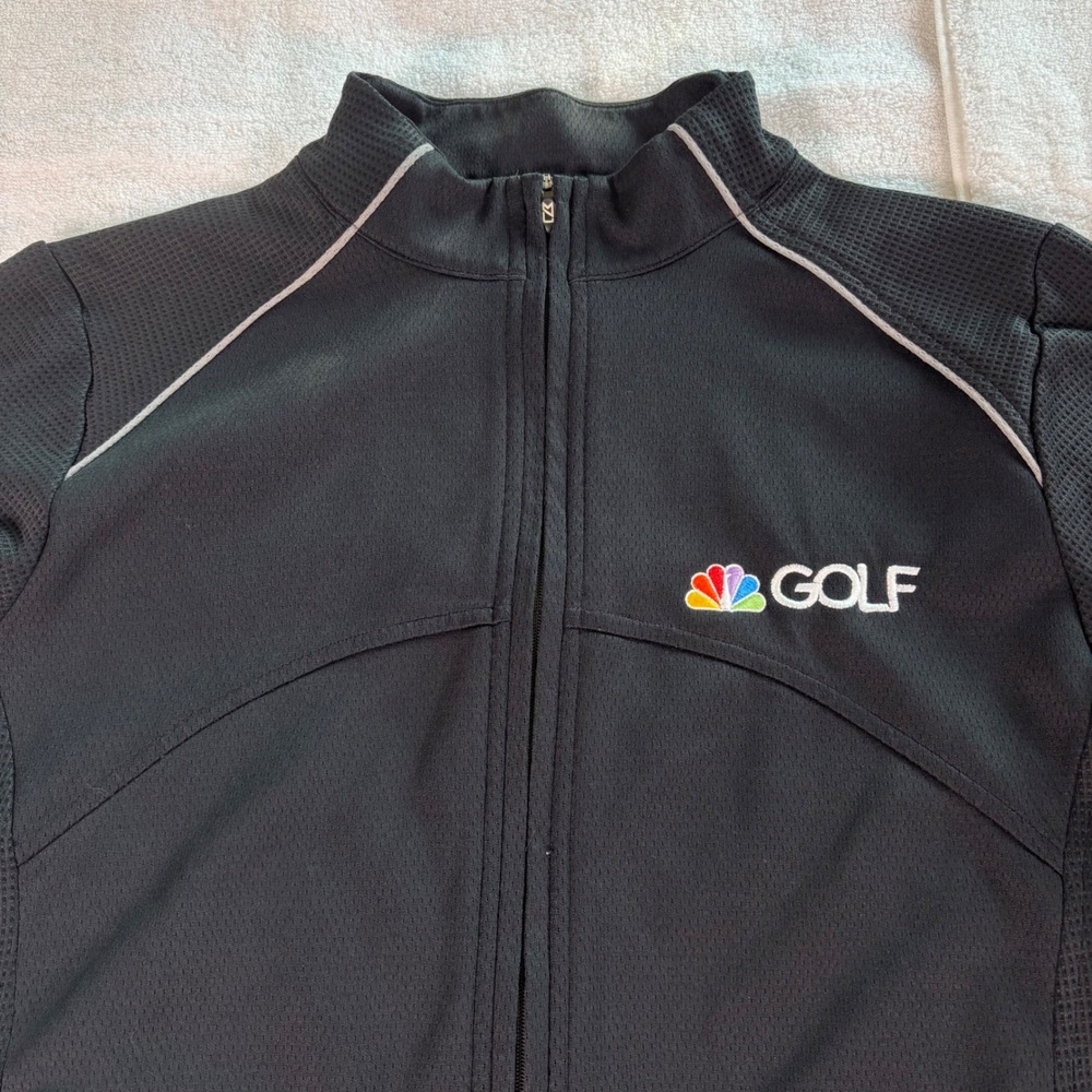 NBC Golf Full‎ Zip Jacket Mens Large Black Performance Gym Golf Country Club